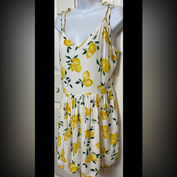 KATE SPADE Lemon Beach Romper Yellow Summer Smocked Spaghetti Strap Small - Picture 6 of 9